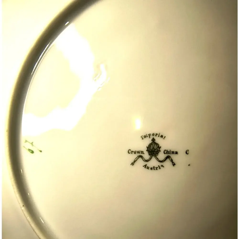 1908.  Porcelain Bread or Dessert Plate Imperial Crown China Austria Bawo Dotter